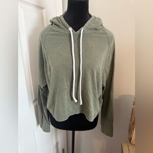 Divided Olive Green Cropped Hoodie